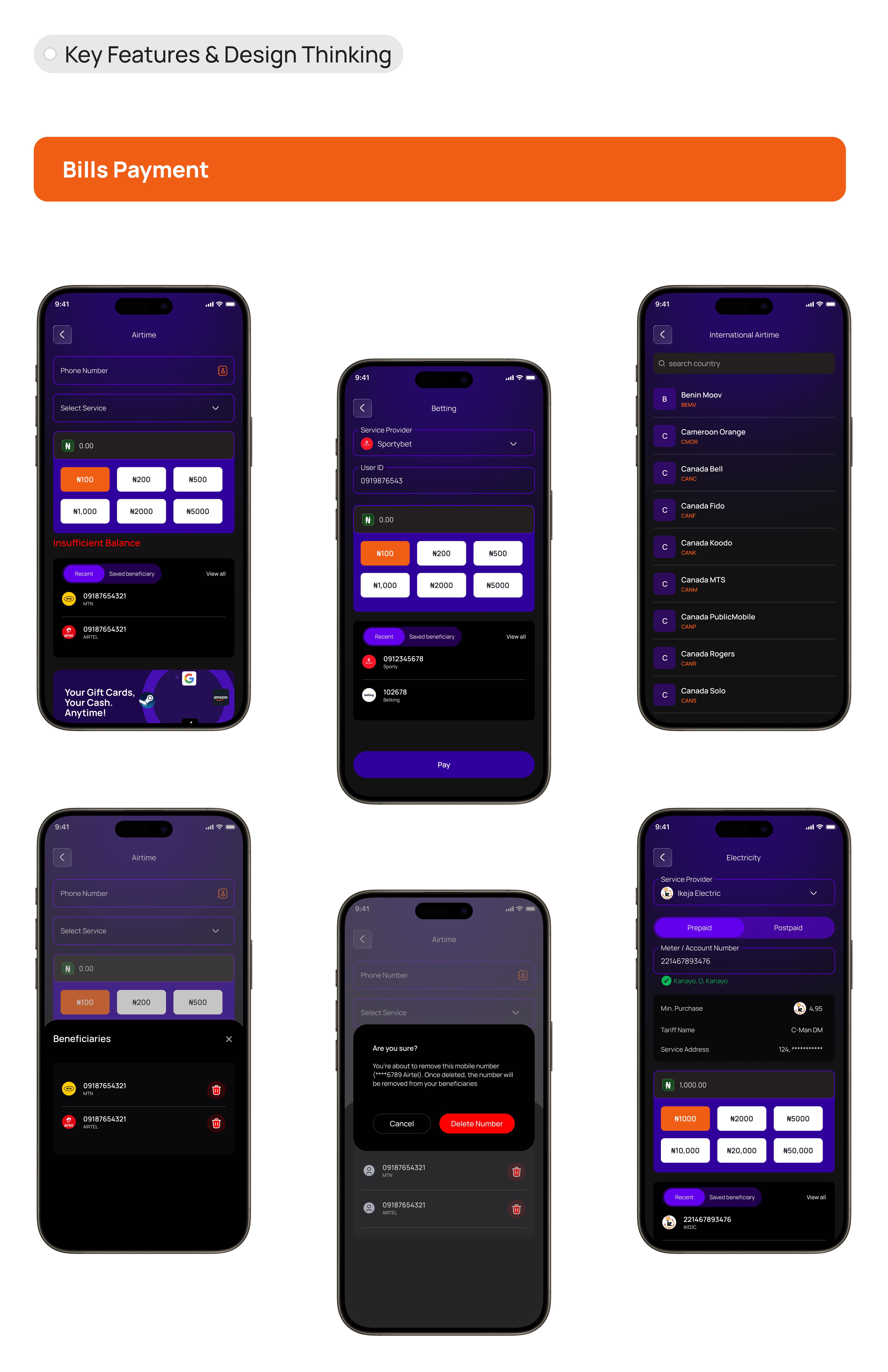 bills payment Features